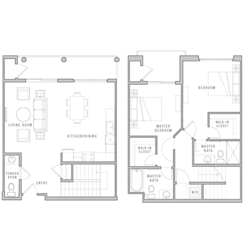 Floor plan for 2 beds, 2 baths, 1221 sqft